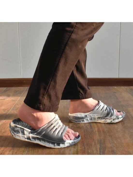 Men Grey White Sandals Orthotic Arch Support Open Toe Sport Slides Thick Cushion main image 6